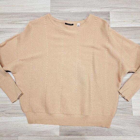 Tahari Womens Tan Solid Color Stretch Pullover Sweater Large - Picture 1 of 7